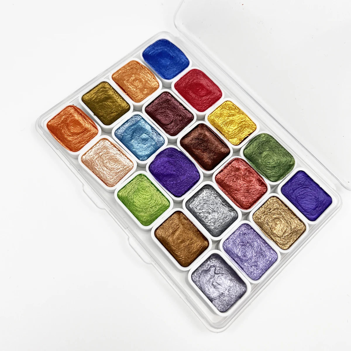 20/24/60/72-Color Metal Watercolor Set – Portable Sparkling Pearl Solid Paints for Artists