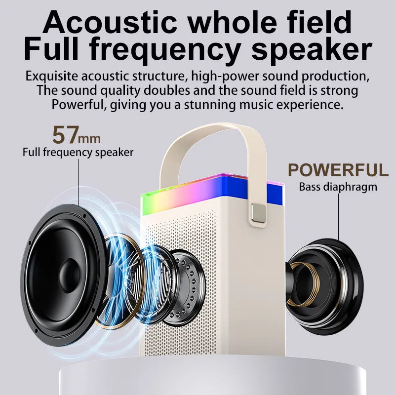 Mini Home Karaoke Machine - Portable Bluetooth 5.3 PA Speaker System with 1-2 Wireless Microphones, Ideal for Family Singing and Kids