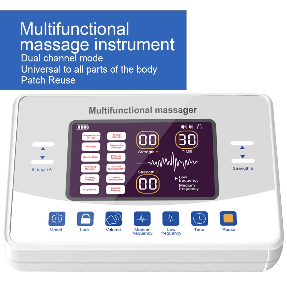 EMS Electric Muscle Stimulator — TENS Pulse Massager for Physiotherapy, Pain Relief, and Muscle Relaxation, Rechargeable Health Device