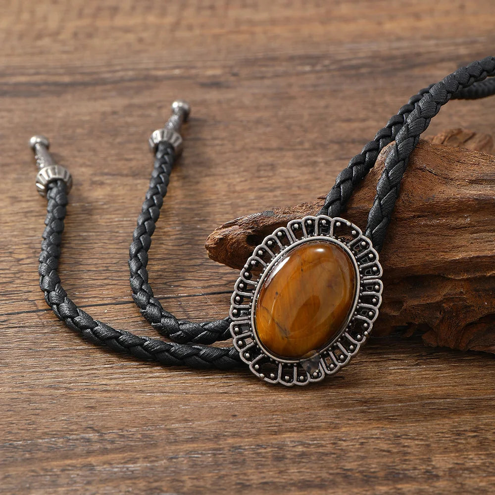 Golden Bolo Tie for Men – Adjustable Cowboy Garment Accessory with Bull Head Pendant, Western Style Necklace