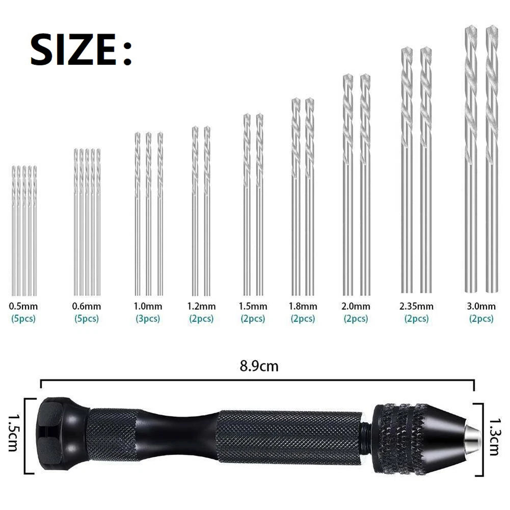 36Pcs Micro Hand Drill Bits Set – Mini Twist Drill Bits for PCB, Jewelry, Wood Craft & DIY Rotary Tool Accessories