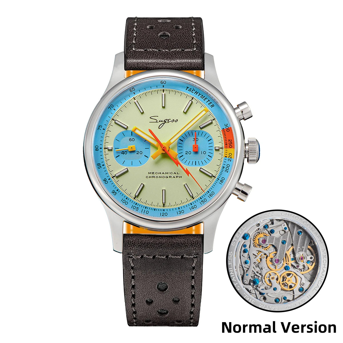 Sugess Pilot Watch – Seagull Movement Mechanical Chronograph, Swan-Neck, Sapphire Crystal, Military Racing 1963 Limited Edition