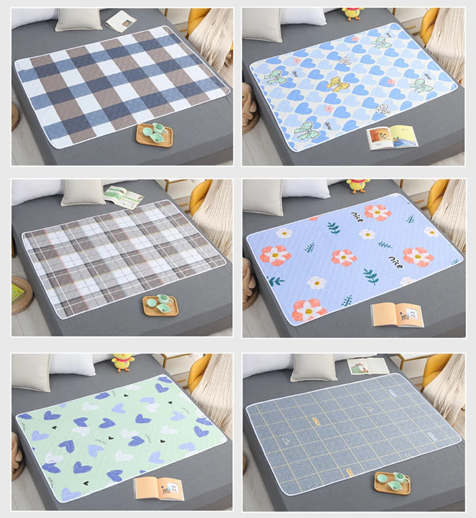 80x120cm 4-Layer Cartoon Dino Diaper Changing Mat – Waterproof Washable Pad for Baby Care & Menstrual Use