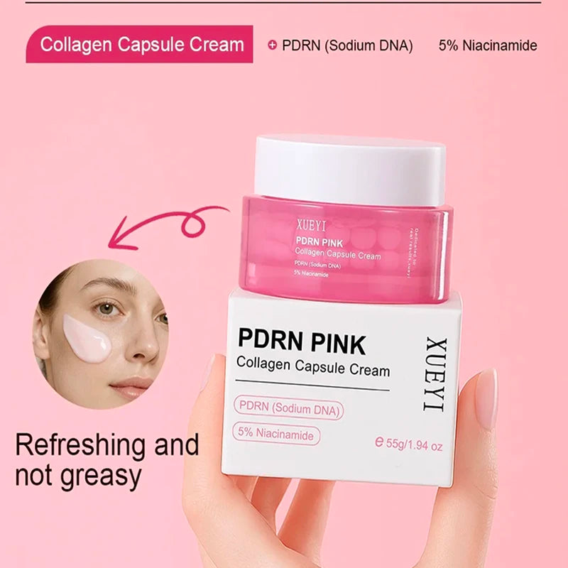 PDRN Pink Collagen Capsule Cream - Niacinamide Lightweight Moisturizer for Uneven Skin Tone and Daily Face Care