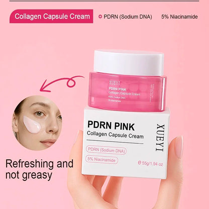 PDRN Pink Collagen Capsule Cream - Niacinamide Lightweight Moisturizer for Uneven Skin Tone and Daily Face Care