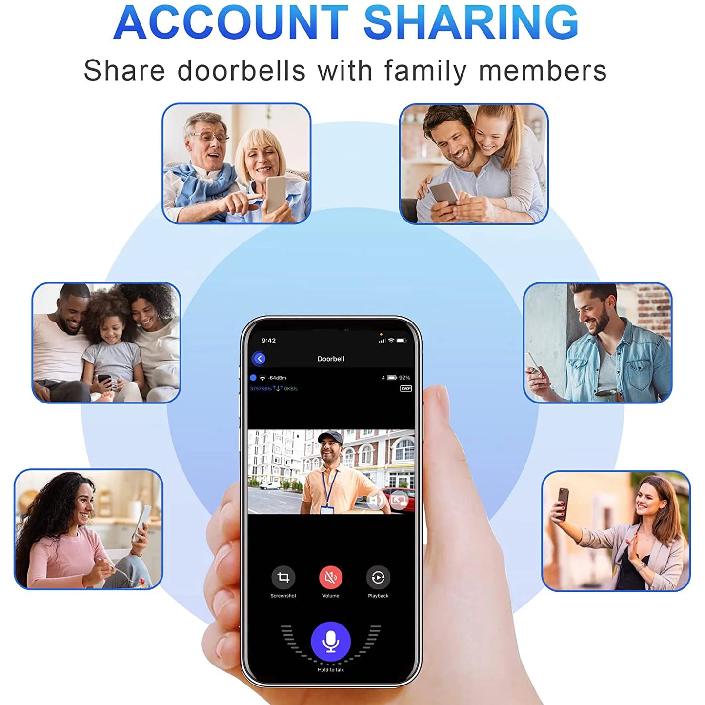 1080P Wireless Video Doorbell Camera – WiFi Smart Doorbell, Tuya Smart Home Security, Motion Detection, Night Vision, Intercom