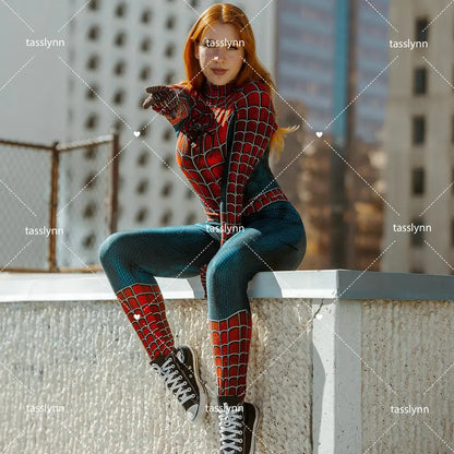 Spider-Raimi Cosplay Costume – Spider Girl Zentai Spandex Bodysuit for Halloween, Party & Anime Geek Outfit