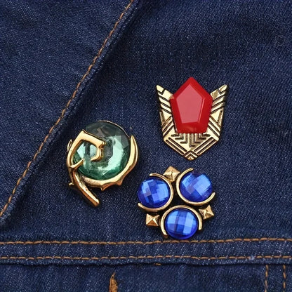Zelda Hylian Shield Brooch Set - Master Sword, Majora’s Mask & Spiritual Stones Lapel Pins