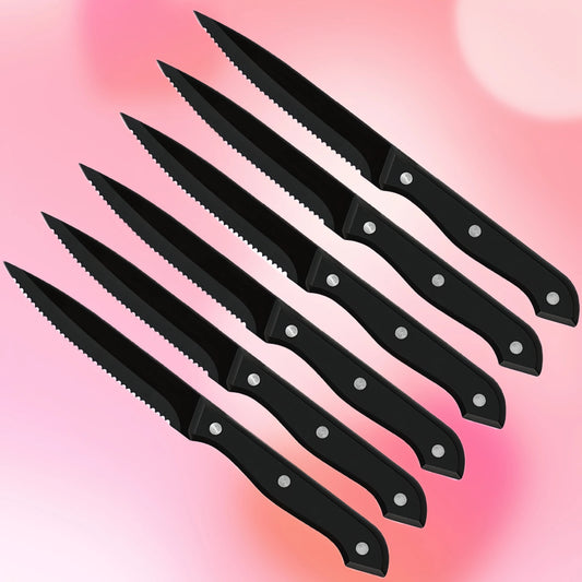 1/4/6/8/12-Pc Steak Knife Set – Full Tang Serrated Stainless Steel Knives for Beef, Bread & Restaurant Table Dinner Use