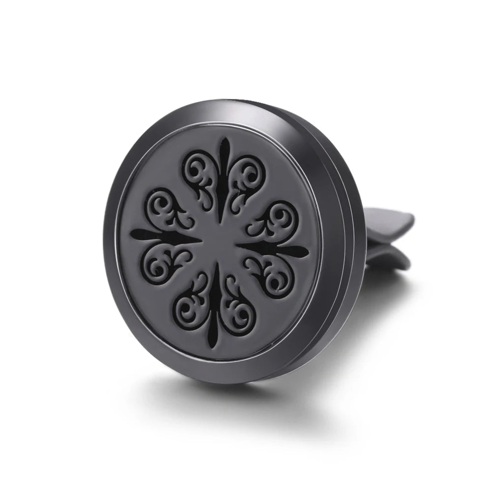 All-Black Tree of Life Car Air Freshener – Stainless Steel Aromatherapy Essential Oil Diffuser Locket Pendant
