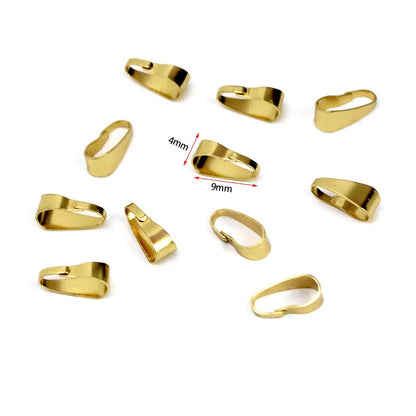 50PCS Stainless Steel Pendant Bail Connectors - Pinch Bail Clasp Clips for DIY Jewelry Making & Necklace Charms