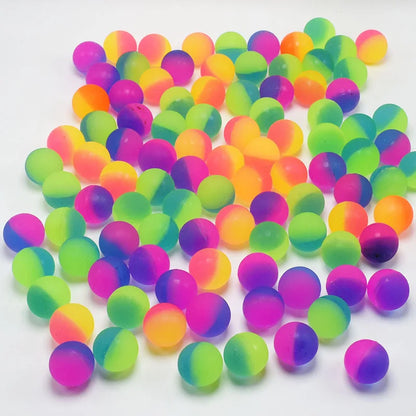 Elastic Rainbow Jump Ball – Two-Color Matte Rubber Fun Ball for Egg Twisting Machine Toy