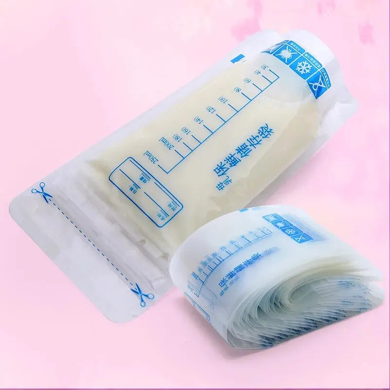 250ml Breastmilk Storage Bags: Self-Standing Baby Food Containers - Leak-Free Milk Freezer Bags, BPA-Free, Pack of 30