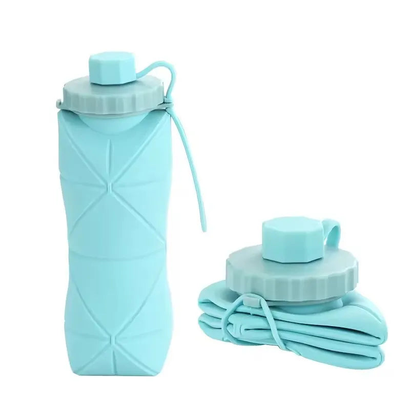 600ML Collapsible Silicone Cup - Portable Foldable Travel Water Bottle for Outdoor Use with Food-Grade Material