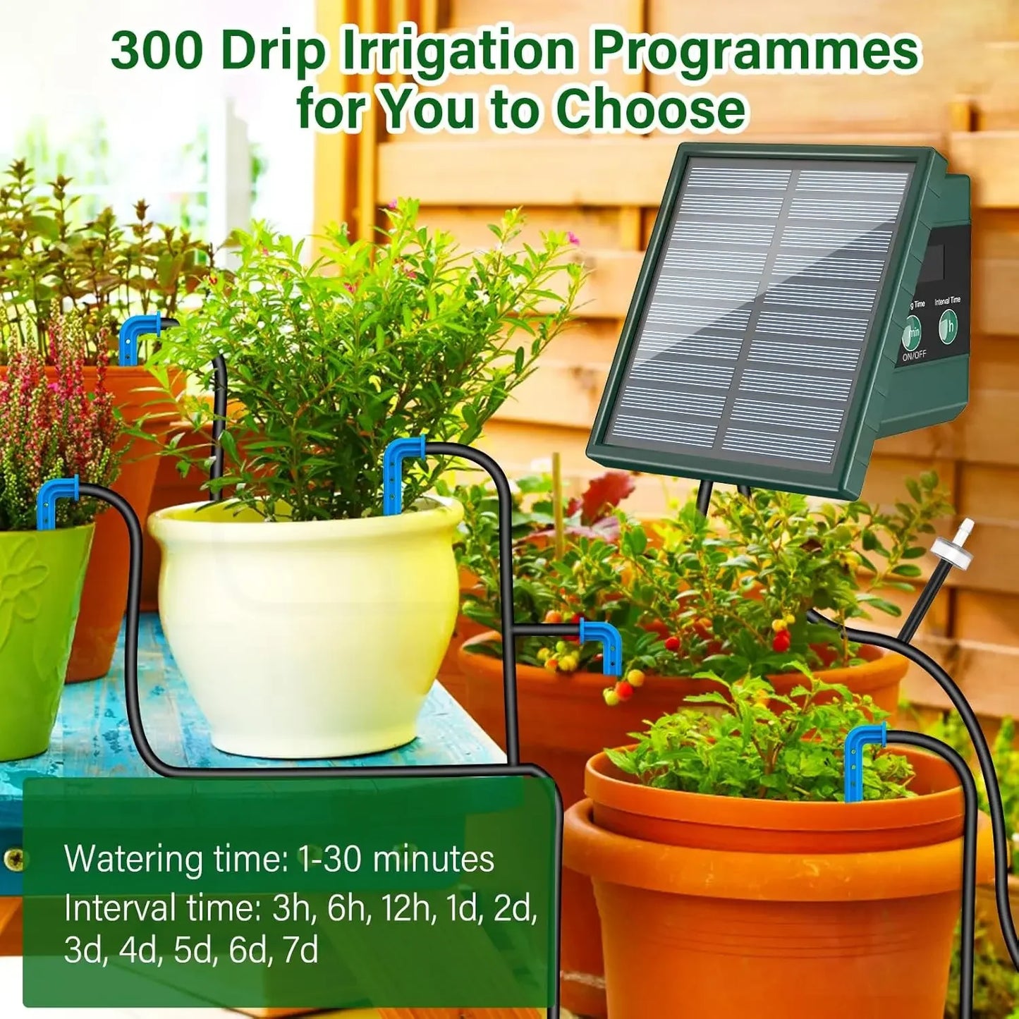 Solar Automatic Drip Irrigation System for Garden & Balcony – DIY Outdoor Watering Kit with Drip Hose