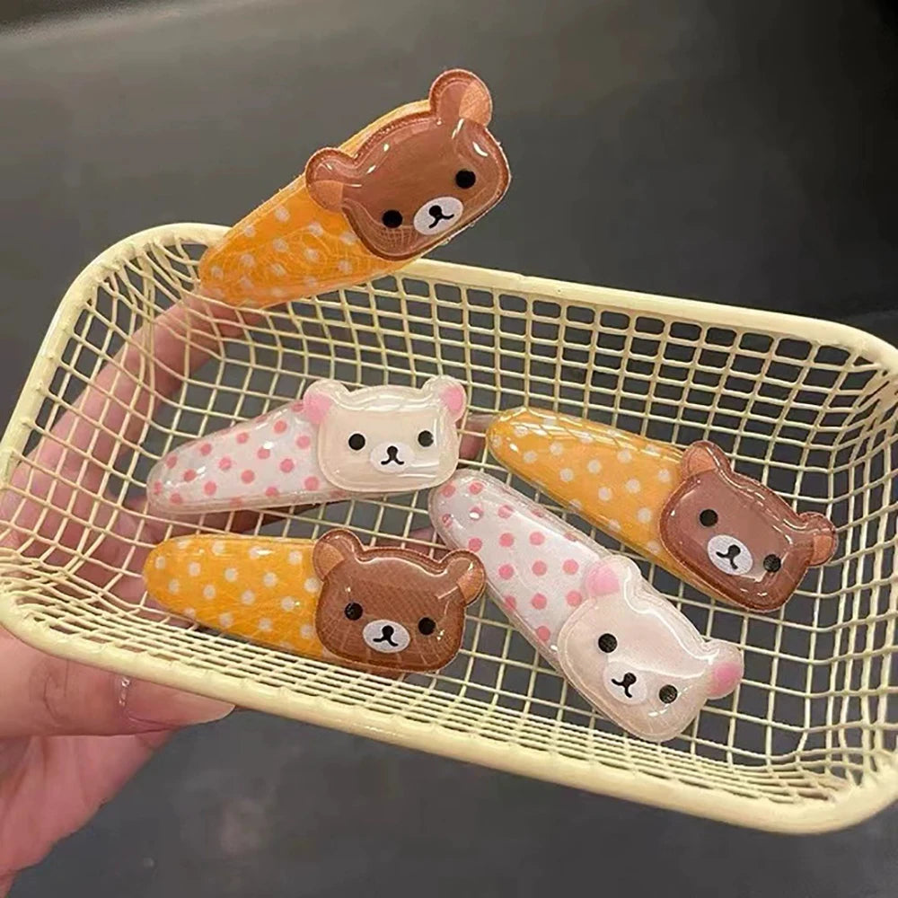 Kawaii Rilakkuma Hair Clip - Cute Cartoon Bangs Side Barrette Wave Point BB Clip Angel Wing Style Birthday Gift