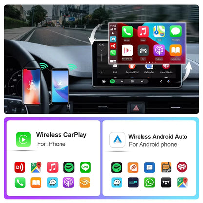 EKIY 2-in-1 AI Smart Box — Wireless CarPlay & Android Auto Adapter with Wired CarPlay for Car Intelligent Systems