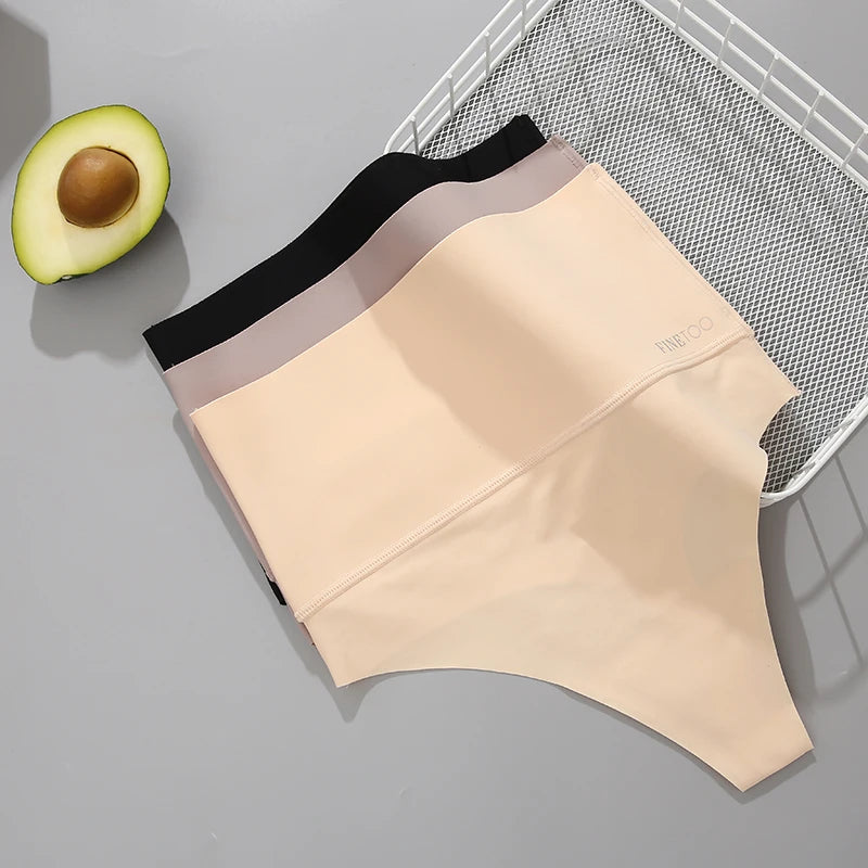 4PCS Seamless Ice Silk Panties Set for Women – Low Waist G-String, Soft Ultra-Thin Sexy Underwear Briefs