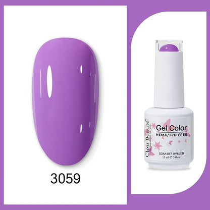 Clou Beaute 15ml Gel Nail Polish Set – Red Black White Green Neon UV Soak-Off Semi-Permanent Nail Varnish Base & Velvet Top Coat
