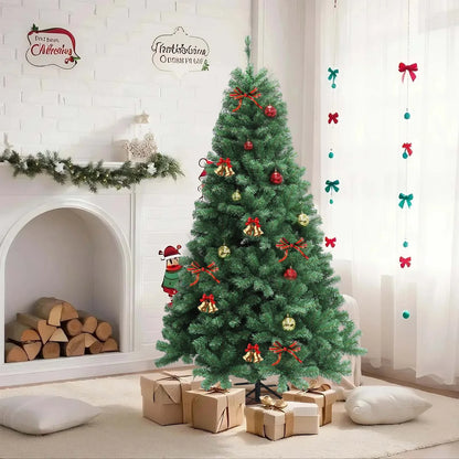 6-7ft Pre-Lit Artificial Christmas Tree — Hinged Xmas Tree with LED Lights & 8 Lighting Modes for Home Decor
