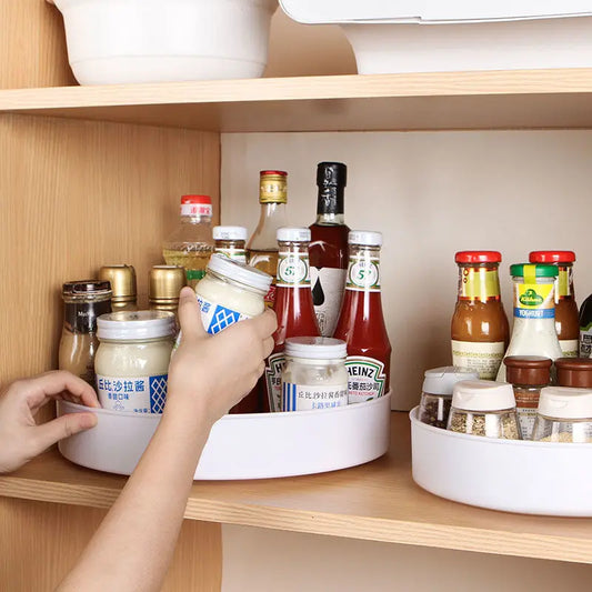 360° Rotating Cabinet Organizer – Non-Slip Kitchen & Bathroom Turntable for Spices, Cosmetics & Storage