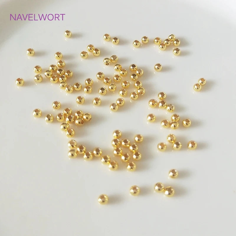 Gold Plated Spacer Beads - 2mm-6mm Round Jewelry Making Supplies for DIY Beaded Accessories