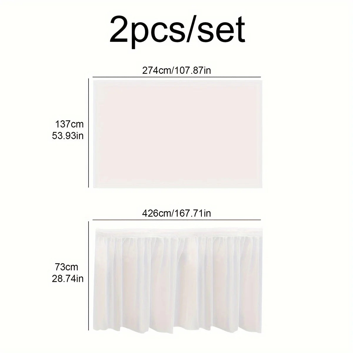 2PCS Disposable Paper Tablecloth & Table Skirt Set – Rectangular Party Table Cover for Events, Weddings & Decorations