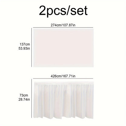2PCS Disposable Paper Tablecloth & Table Skirt Set – Rectangular Party Table Cover for Events, Weddings & Decorations