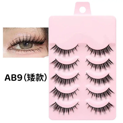 DINGSEN 5 Pairs Manga Style False Eyelashes — Soft, Natural, Long Anime Wispy Strip Lashes for Makeup