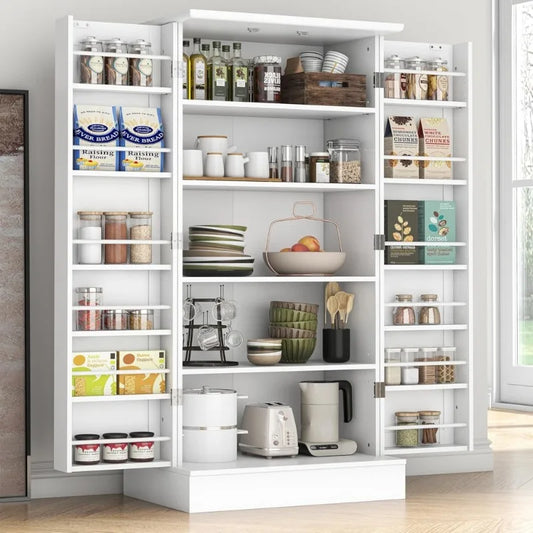 Freestanding Pantry Cabinet - Adjustable Shelf Storage Cupboard for Kitchen & Dining Room