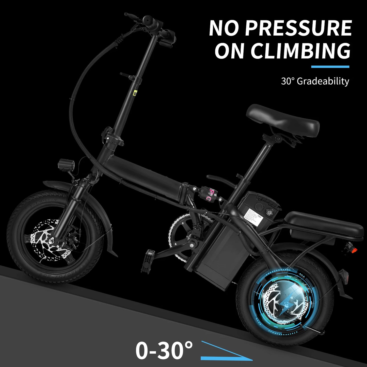 400W Foldable Electric Bike for Adults — 14" Wheels, Dual Disc Brakes, Seat & Basket, 48V 10.4Ah, 22-Mile Range, 20MPH E-Bike