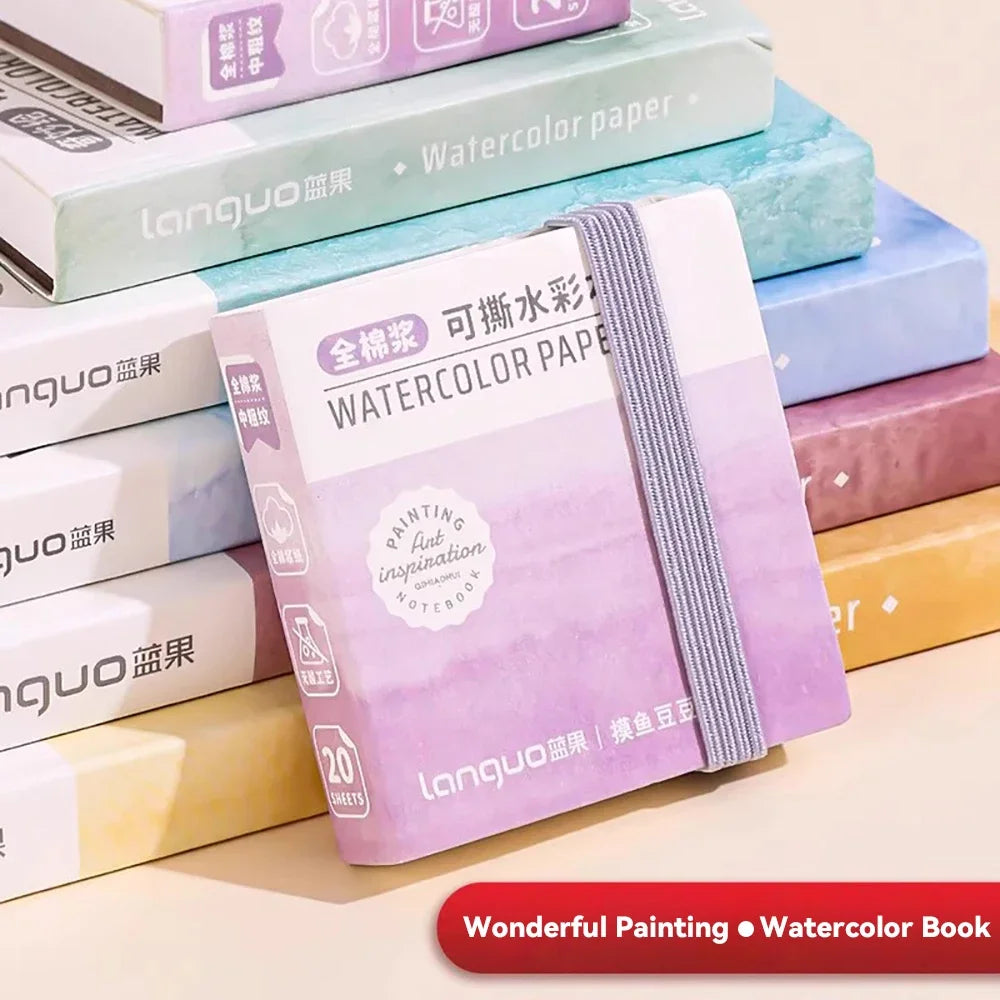 100% Cotton Mini Watercolor Paper Book – 300gsm Tearable Sketchbook Journal for Drawing & Painting