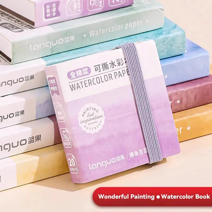 100% Cotton Mini Watercolor Paper Book – 300gsm Tearable Sketchbook Journal for Drawing & Painting