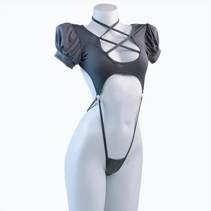 Backless Strappy Bandage Lingerie Set – One-Piece Bikini Costume for Women, Sexy Pajamas & Cosplay Uniform