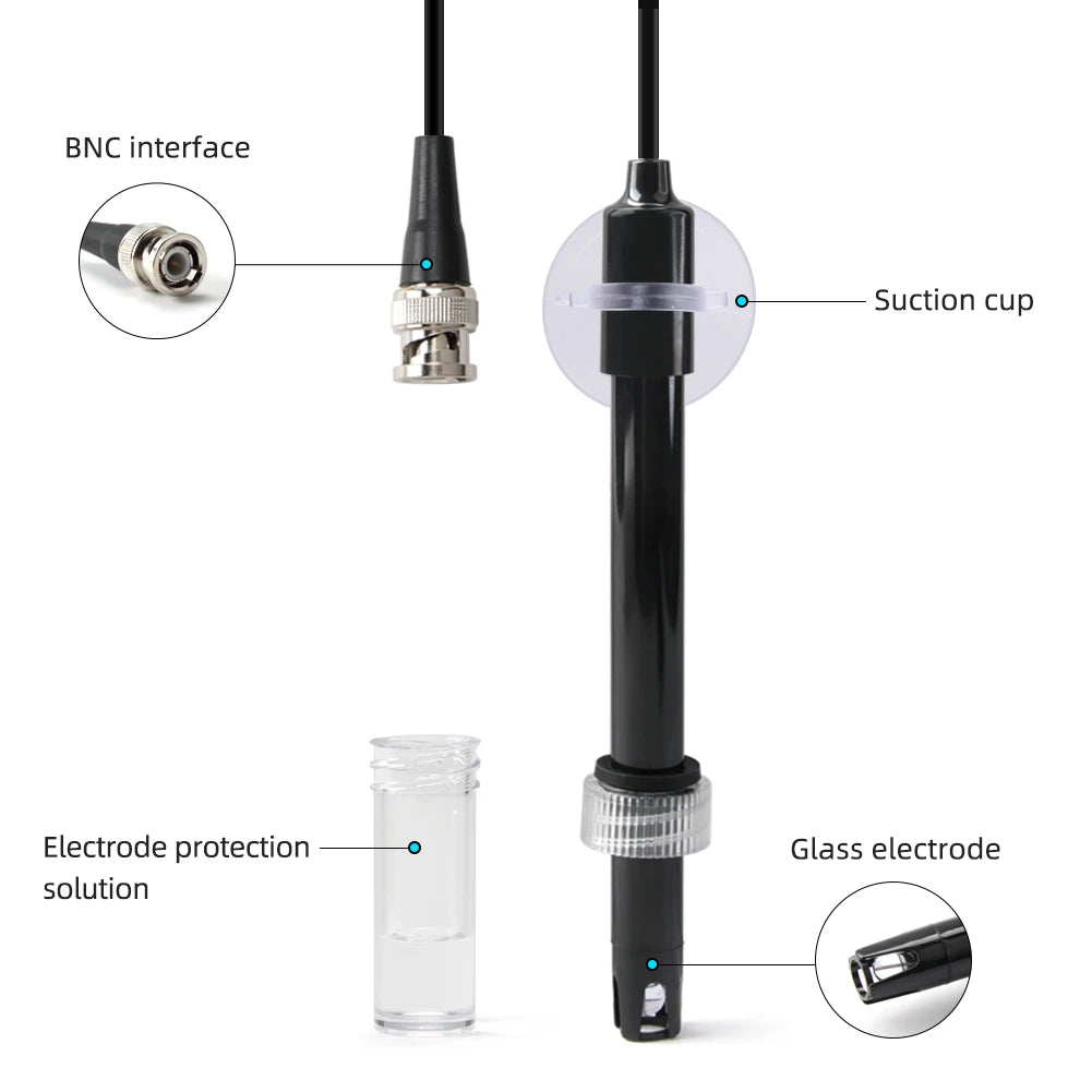 Yieryi PH Replacement Probe for Aquarium, Hydroponics & Lab Testing - BNC Q9 Connector, 1.2/3M Wire
