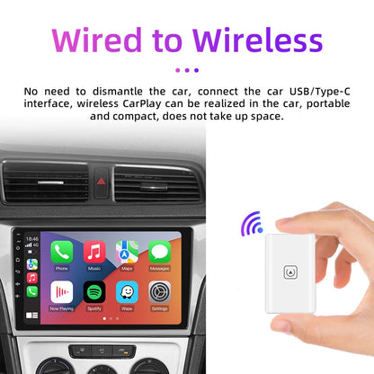 TIMEKNOW Wireless CarPlay Adapter - Convert Wired to Wireless for Apple iPhone, Plug and Play USB Connection Auto Car Dongle