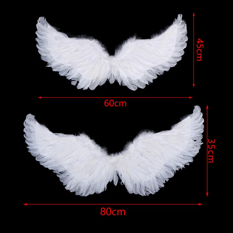 White Angel Feather Wings, Halo, and Magic Wand Set – Kids and Adult Costume Accessories for Cosplay, Weddings, Halloween, Christmas, and Parties