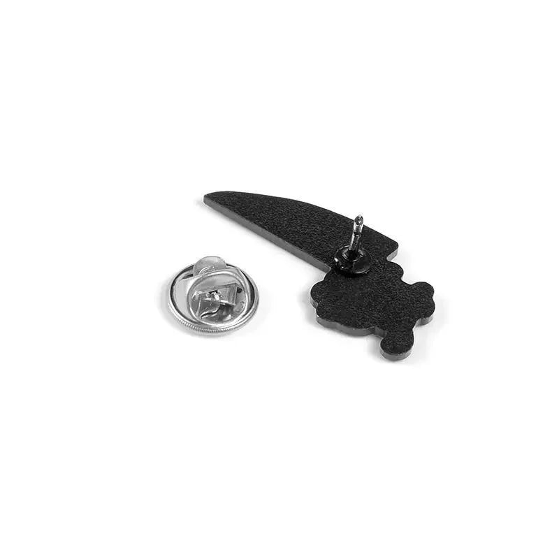 Cartoon Cat with Knife Enamel Pin – Funny Black Kitty Brooch Lapel Badge for Jacket Bag Jewelry Gift