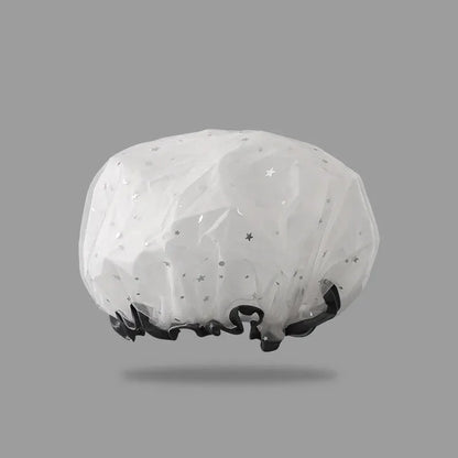 Double-Layer Waterproof Shower Cap — PVC Bathing Hat for Adult Women, Kitchen & Bathroom Use