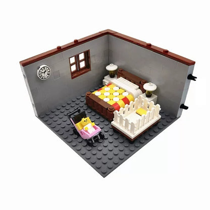 City House Building Blocks Set - DIY MOC Bricks with Bedroom & Living Room Furniture for Kids' Creative Play