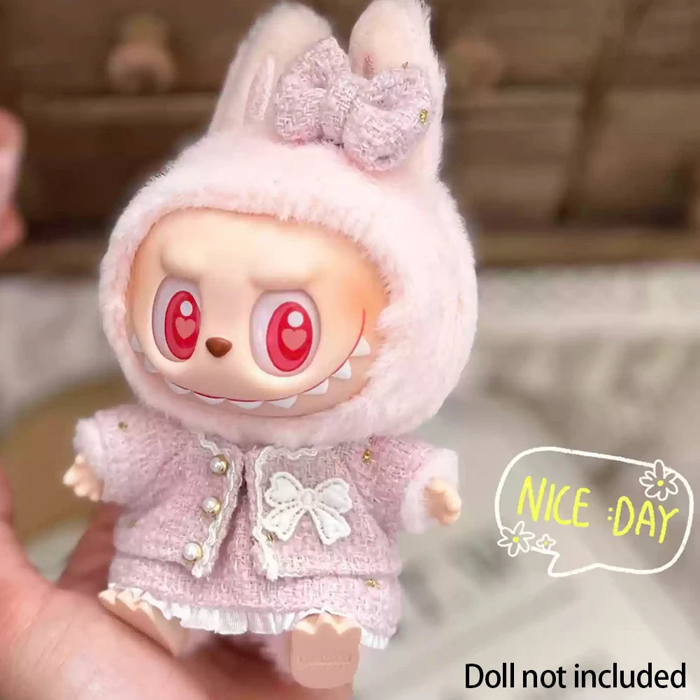 17cm Labubu Plush Doll Clothes - Kpop EXO Idol Outfit V1 V2 Black Dress Suit Accessories Gift