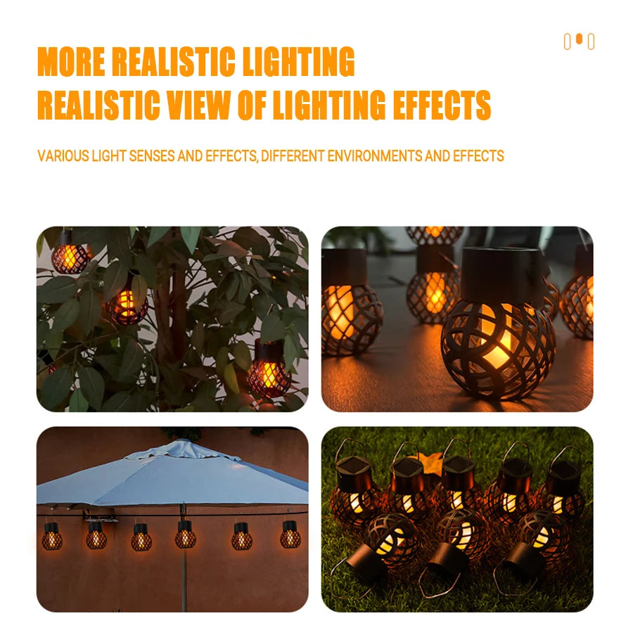 LED Solar Hanging Lanterns 1-6Pcs – Outdoor Flame Effect, Waterproof Fairy Lights for Garden, Patio, and Yard Decor