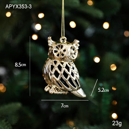 Christmas Tree Ornaments – Gold Plastic Balls with Butterfly, Dragonfly, Angel & Snowflake Decorations