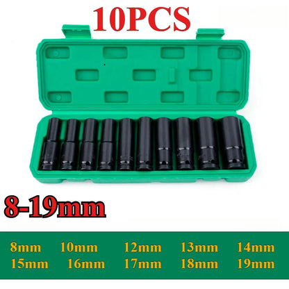 1/2-Inch Drive Impact Socket Set - 10-Piece 6-Point Metric Carbon Steel Sockets with Storage Case
