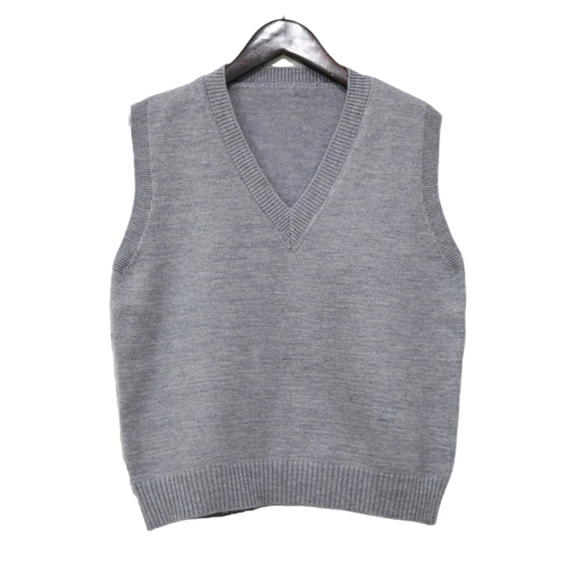 2025 Korean Fashion Women’s Sleeveless V-Neck Sweater Vest – Solid Color Knit Pullover Waistcoat