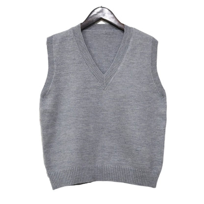 2025 Korean Fashion Women’s Sleeveless V-Neck Sweater Vest – Solid Color Knit Pullover Waistcoat