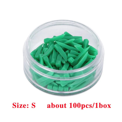 100pcs Disposable Dental Wedges – Plastic Arc Concave Diastema Wedges with Circular Hole for Dentist Use