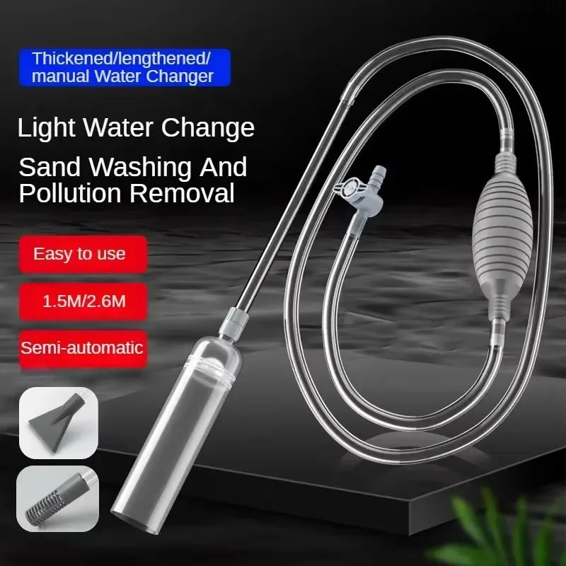 Aquarium Gravel Vacuum Cleaner & Water Change Kit, Fish Tank Siphon Pump with Extension Tube for Sand Cleaning & Maintenance