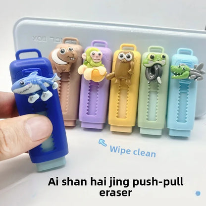 6PCS Italian Brainrot Tung Retractable Pencil Erasers — Kawaii Cute Drawing & Painting School Supplies