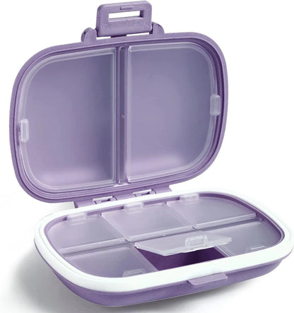 8-Grid Travel Pill Organizer – Small Wheat Straw Medicine Container with Seal Ring